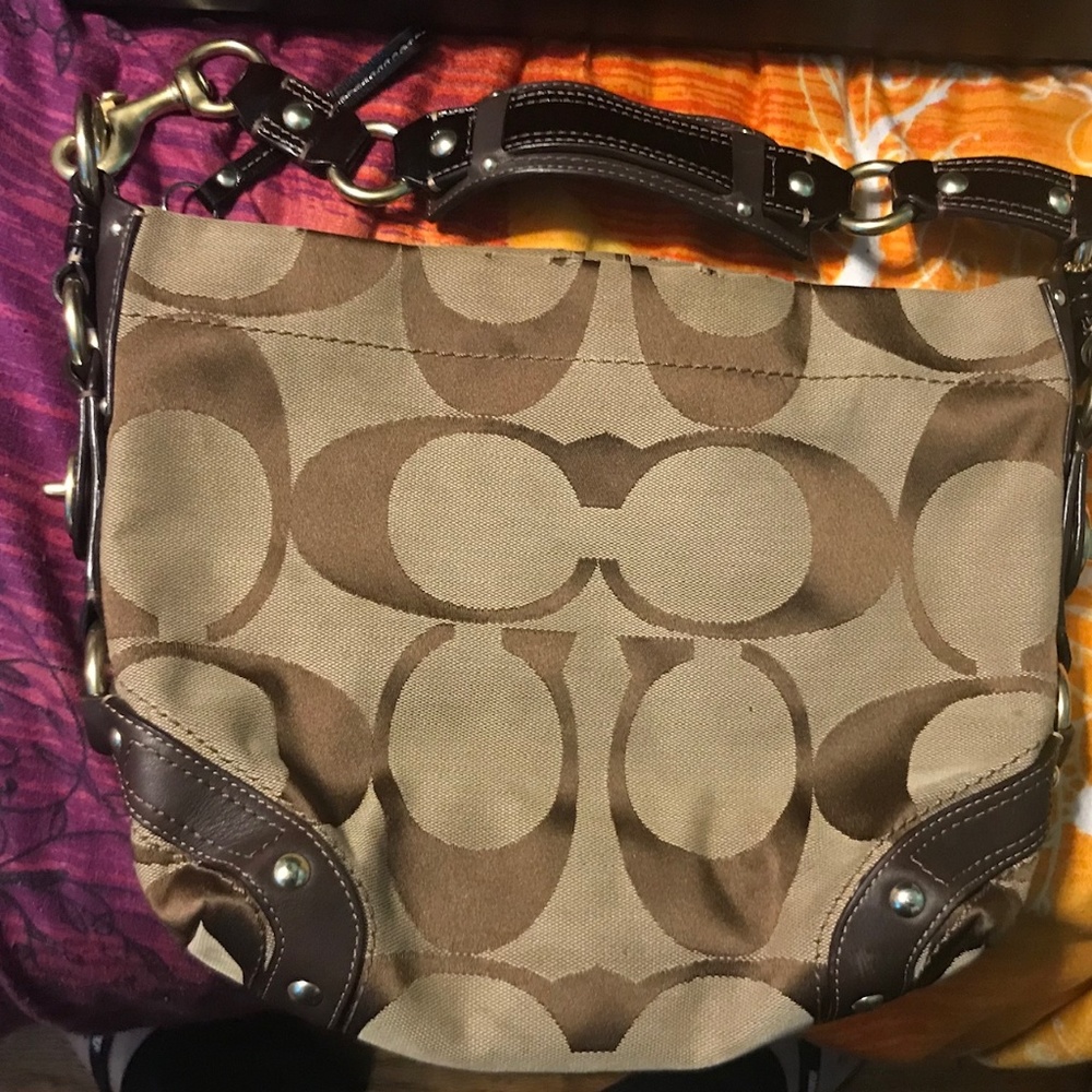 Coach Signature Carly Khaki and Mahogany